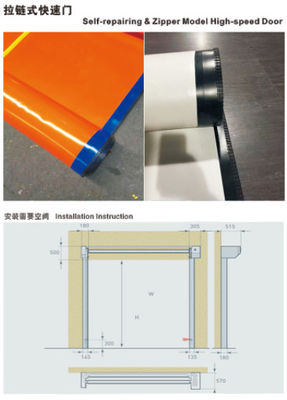 La plastica rapida del PVC delle porte del rullo della chiusura lampo a riparazione automatica rotola sul poliestere industriale