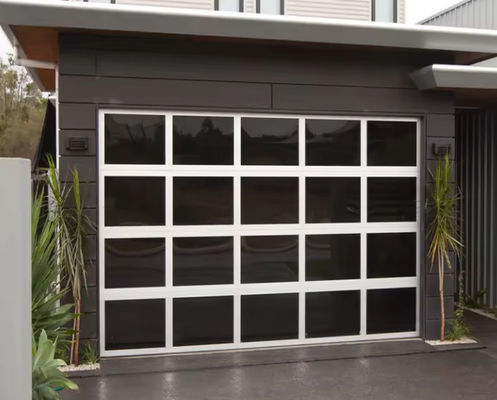 Porta di garage in alluminio sezionale con doppio vetro 9x8 9x7 16x7 Moderna sezionale a vista completa in alluminio temperato