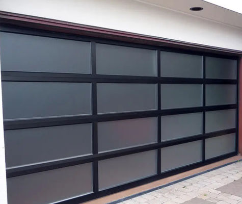 Porta di garage a tre strati di alluminio in legno di vetro