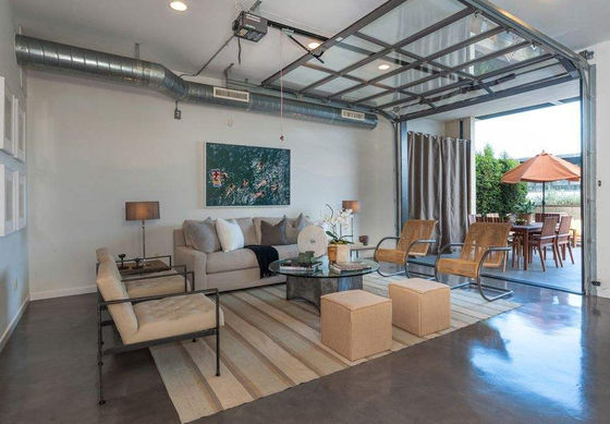 Acque resistenti classe 3 Isolamento acustico Porta da garage con vetro trasparente Sezione e materiale di vetro in lega di alluminio