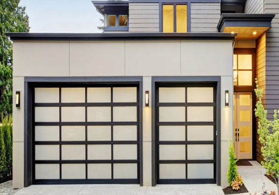 Porta di garage di vetro in lega di alluminio resistenza all'acqua classe 3 vetro trasparente per edifici industriali