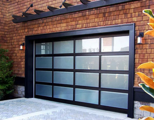 Porta di garage di alta sicurezza di alluminio in lega di vetro sezionale