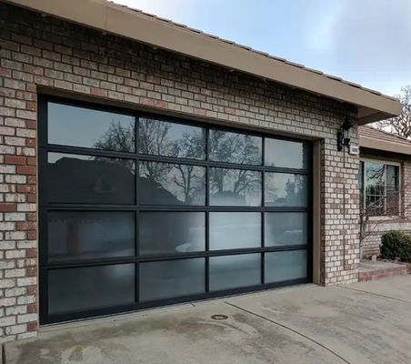 Porta di garage di vetro in lega di alluminio resistenza all'acqua classe 3 vetro trasparente per elevata sicurezza