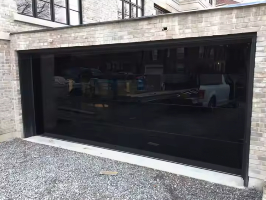 Fornitore cinese Alluminio Trasparente a Vista Completa Personalizzato Tenuta all'acqua Classe 3 Porta da garage sezionale in vetro trasparente Tipo di apertura manuale o automatica Marrone