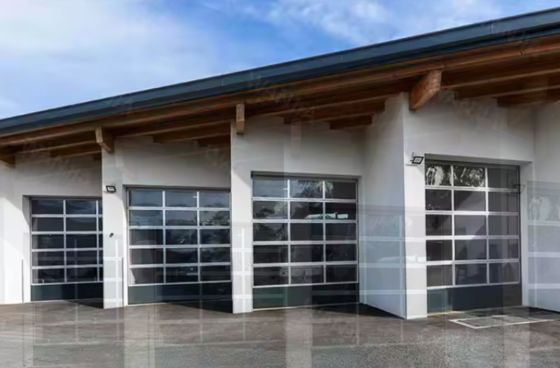 Moderno stile di design impermeabilità automatico nero alluminio freddo vetro trasparente porta di garage sezionale con disegno sezionale