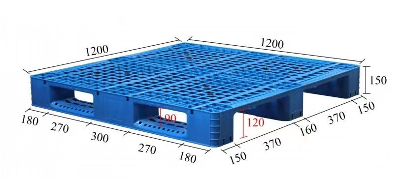 Reutilizzabile 4T statico 1T rack caricabile in 2 direzioni ingresso impilabile igienico superficie liscia pallet di plastica